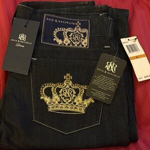 Women’s Dark Jeans with Gold Accents, skinny,